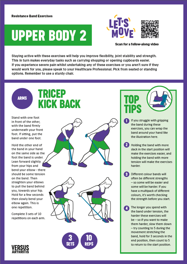 Upper body resistance band exercise sheet