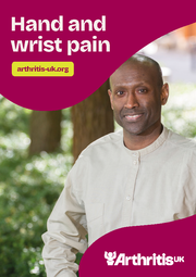 Arthritis UK 'hand and wrist pain' booklet cover.