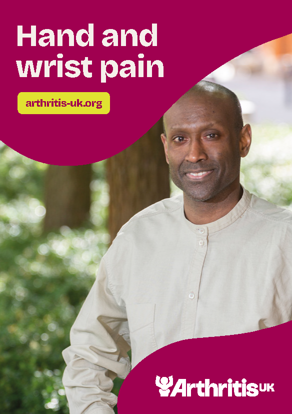 Arthritis UK 'hand and wrist pain' booklet cover.