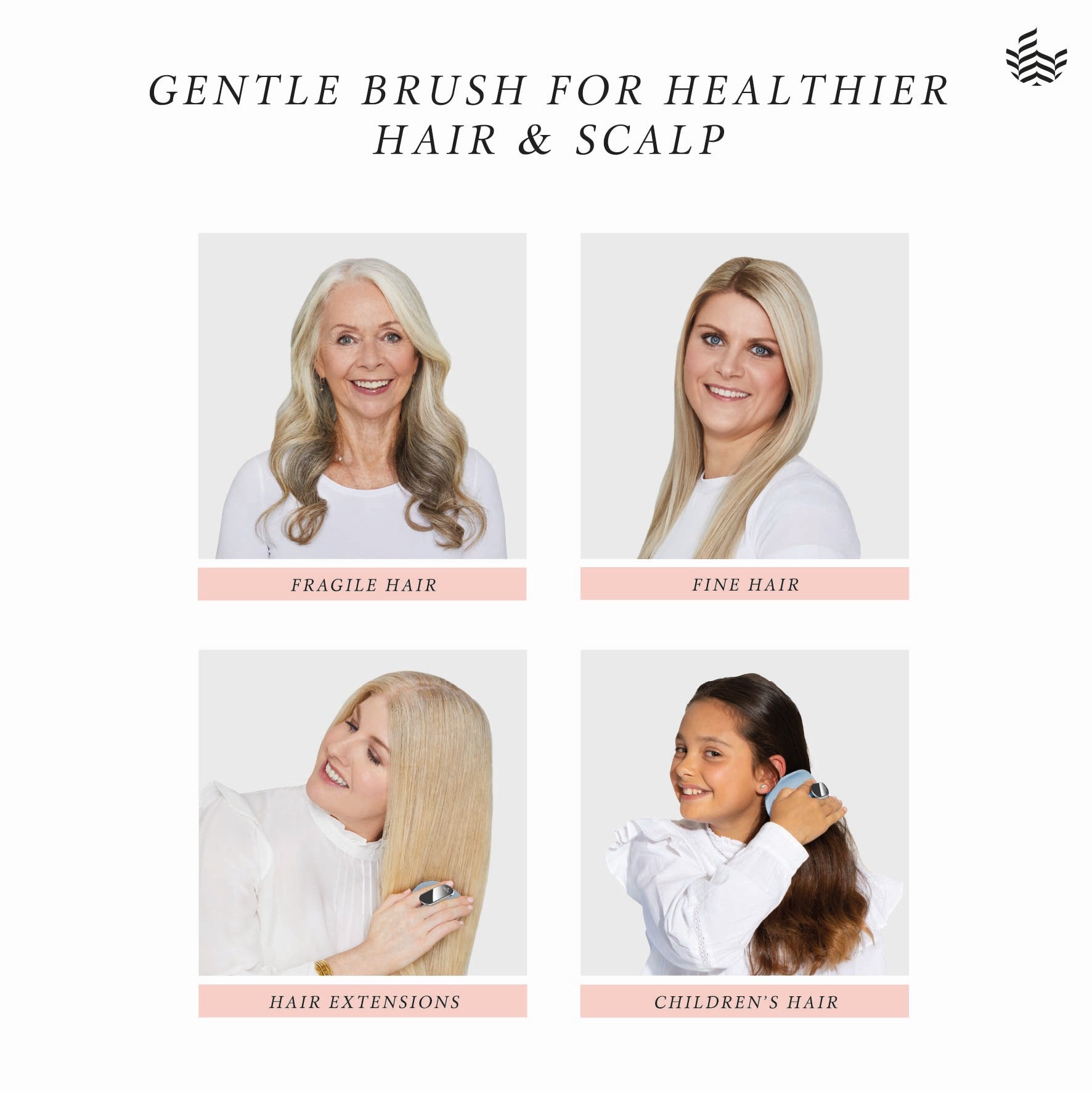 MANTA brush can be used on fragile hair, fine hair, hair extensions and children's hair. 