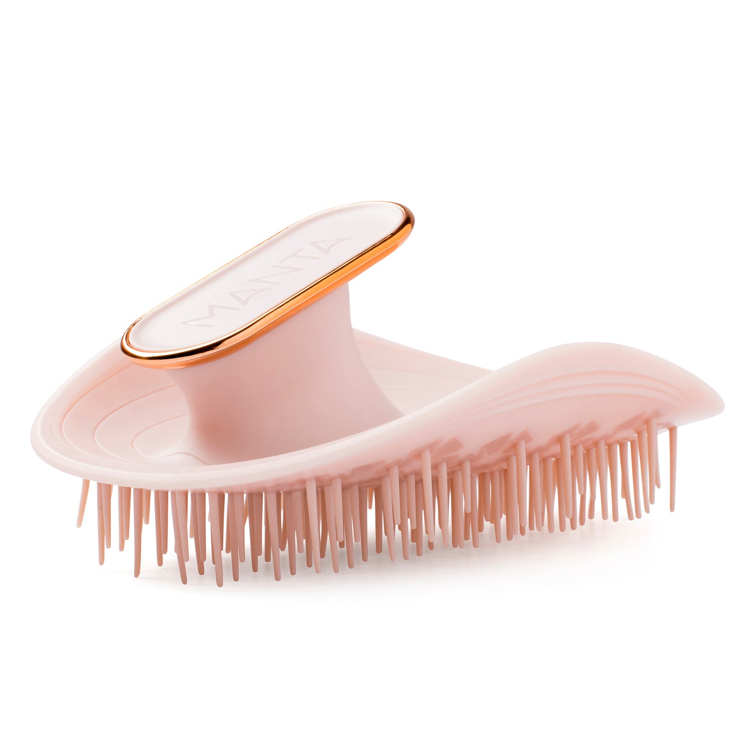 MANTA hair brush in pink and rose gold.