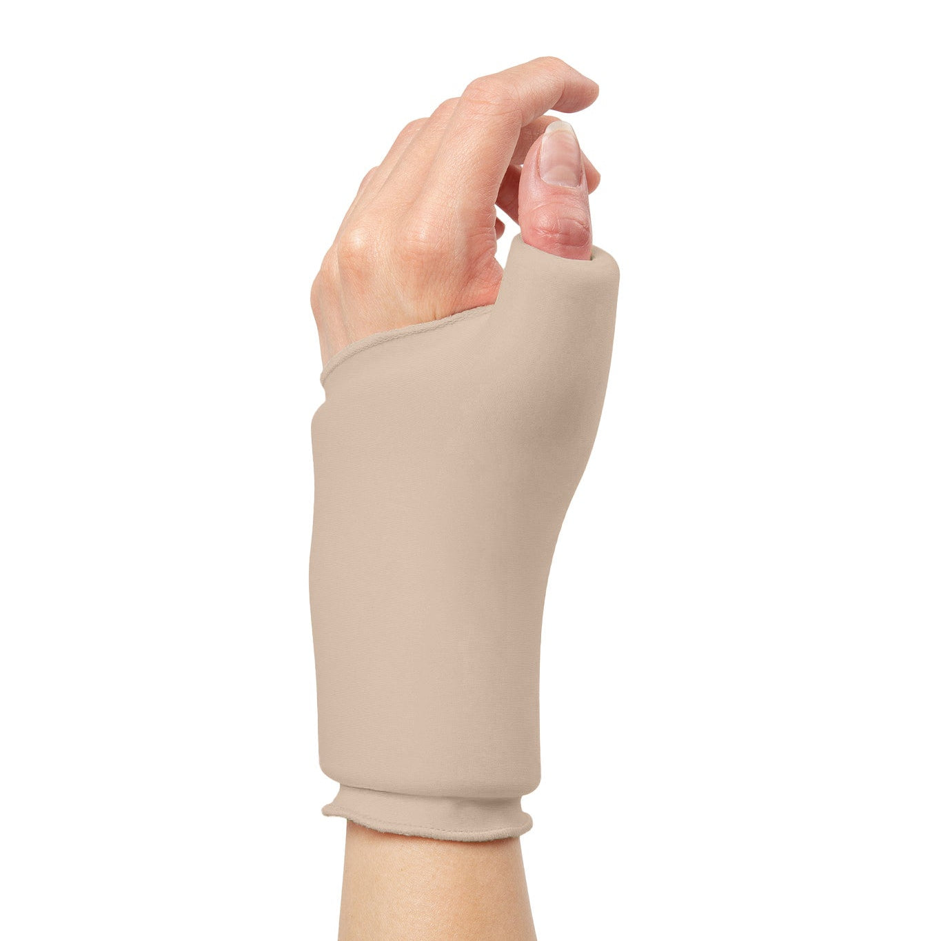 Beige Grace and Able Cooling Compression Sleeve For Thumb & Wrist Pain on a white background
