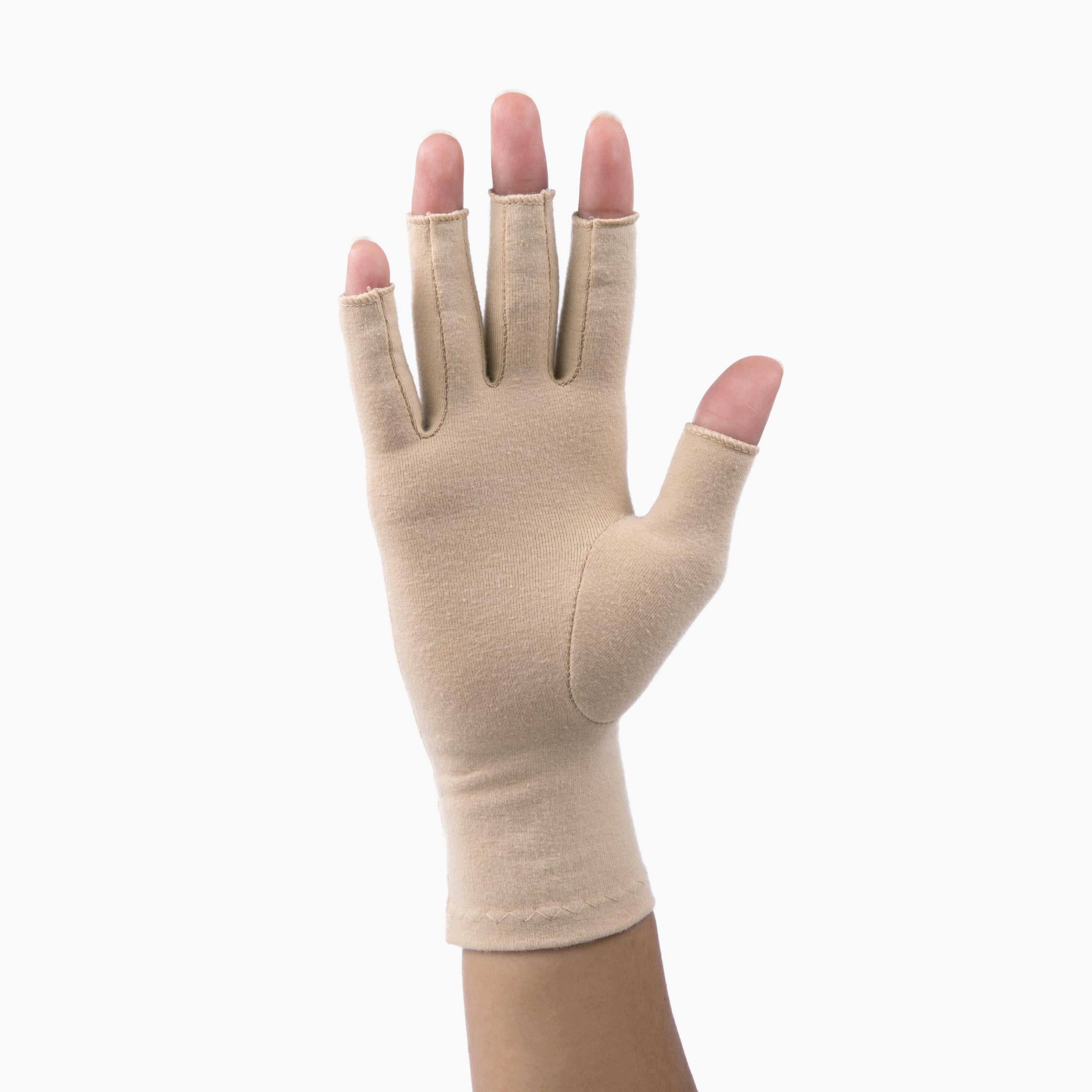 Sandy beige compression glove palm of hand