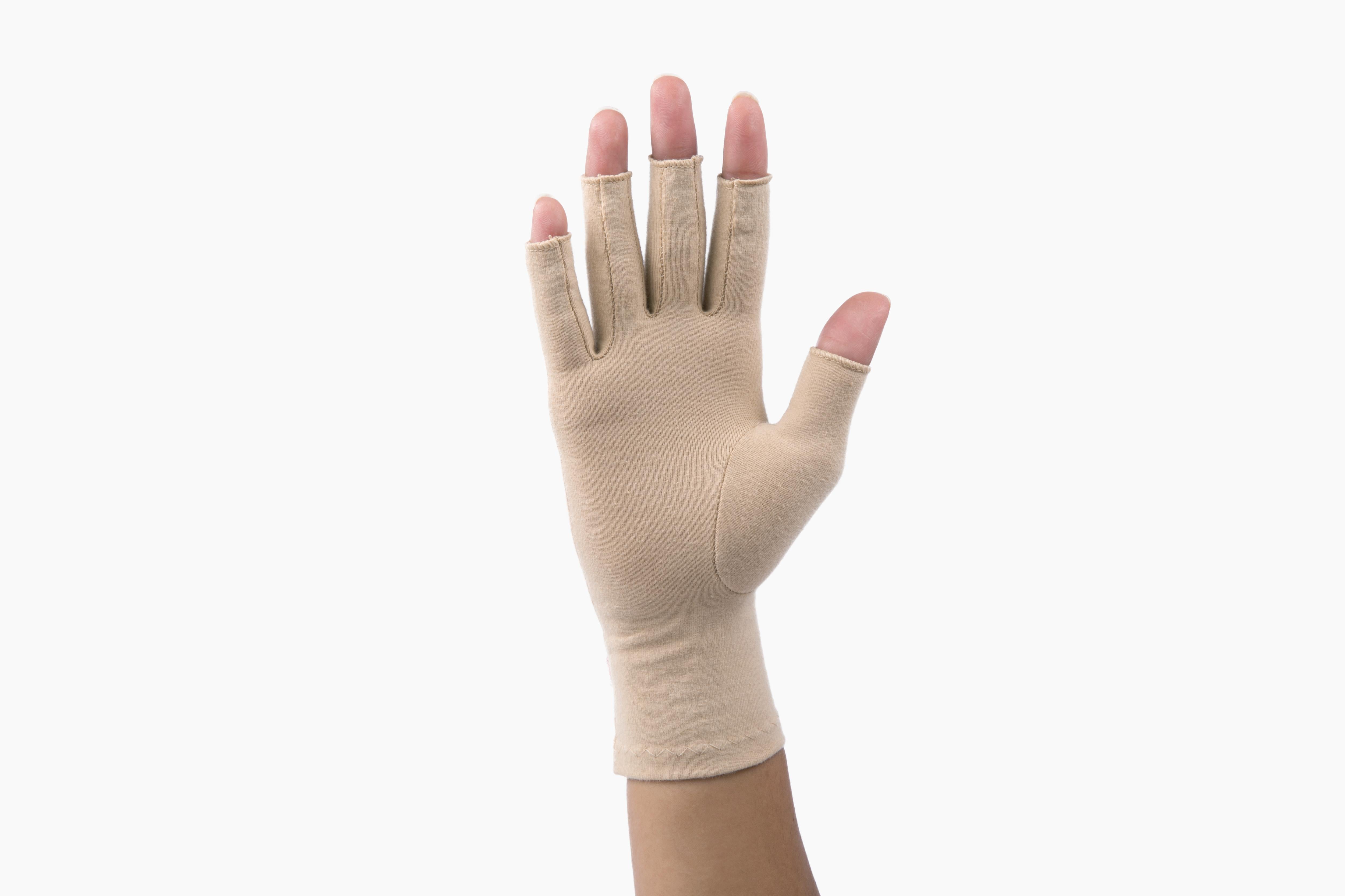 Sandy beige compression glove palm of hand