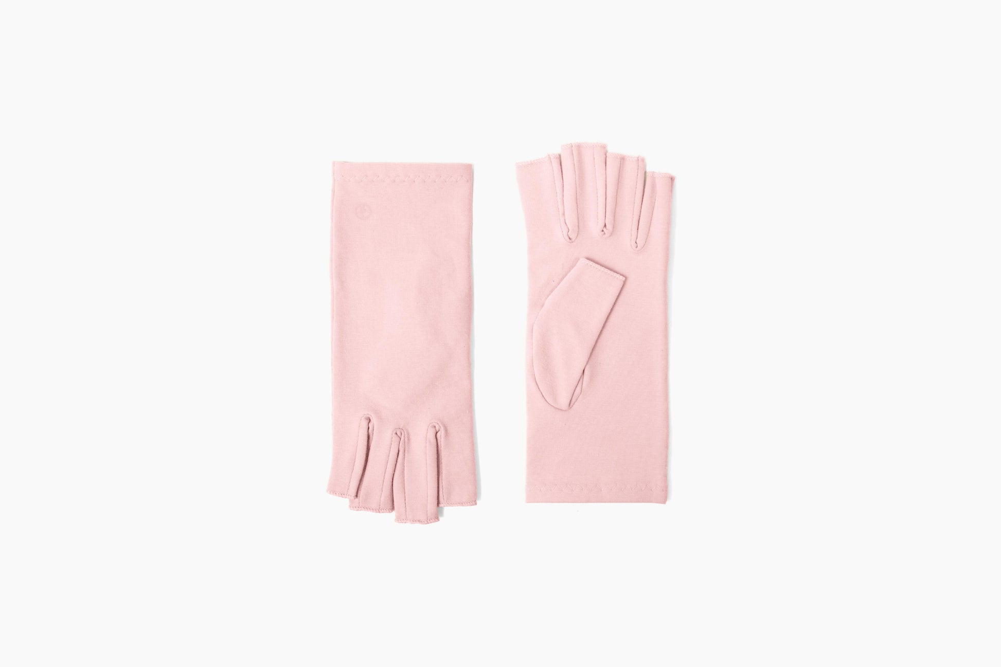 Grace and Able tickled pink compression gloves flatlay showing the back and front of the gloves